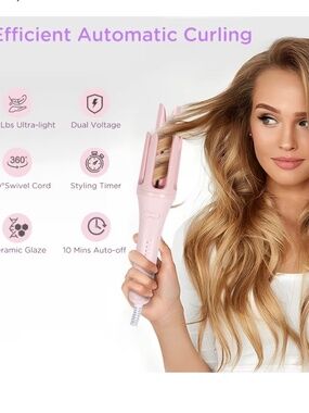 Curling Iron 1.25 Inch Hair Curler with 4 Temp. Options, 10S Fast Heating, 2-Way